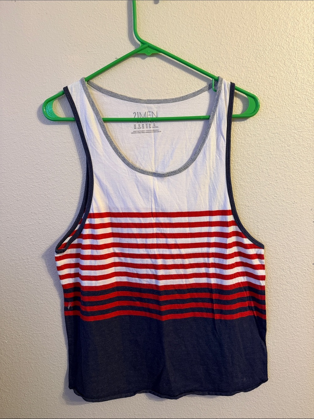 21MEN Red White Navy Striped Tank Top
